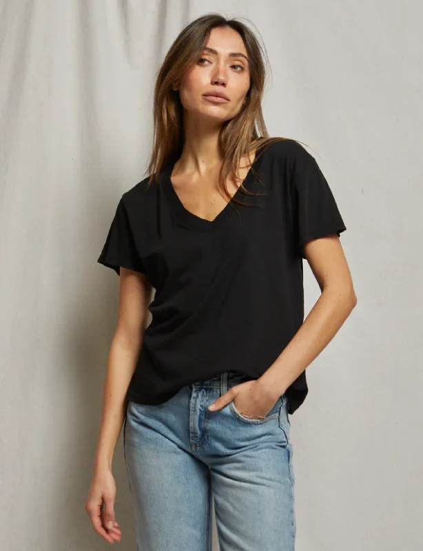 Hendrix V Neck Tee, True Black