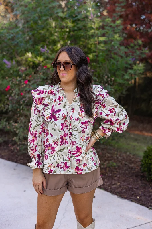 Sweet Blooms Cream Floral Top