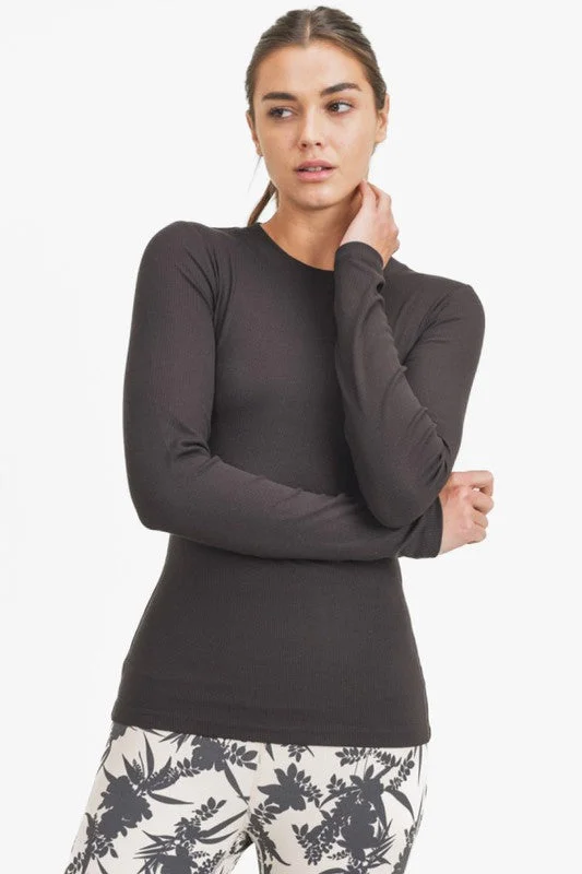 Mono B Black Ribbed Athleisure Top