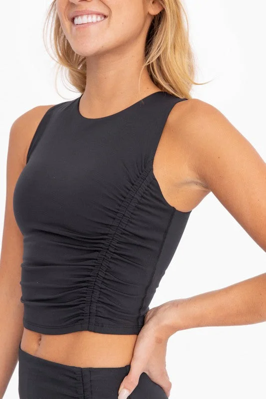 Mono B Black Venice Asymmetrical Cinch Top