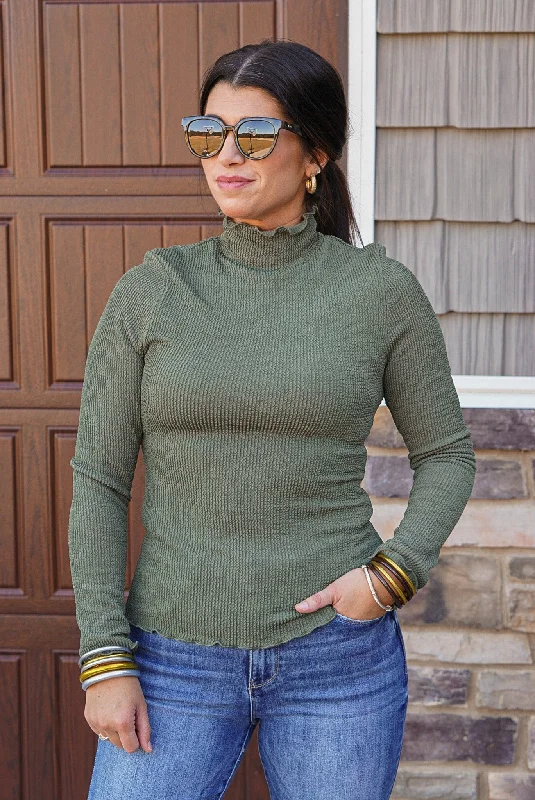 Irresistible Love Olive Smocked Top