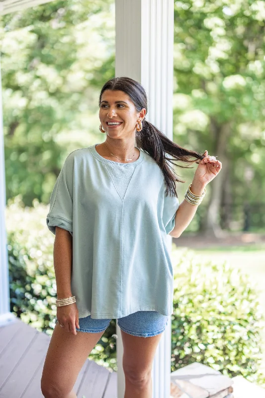 Comfy Weekend Dusty Sage Top