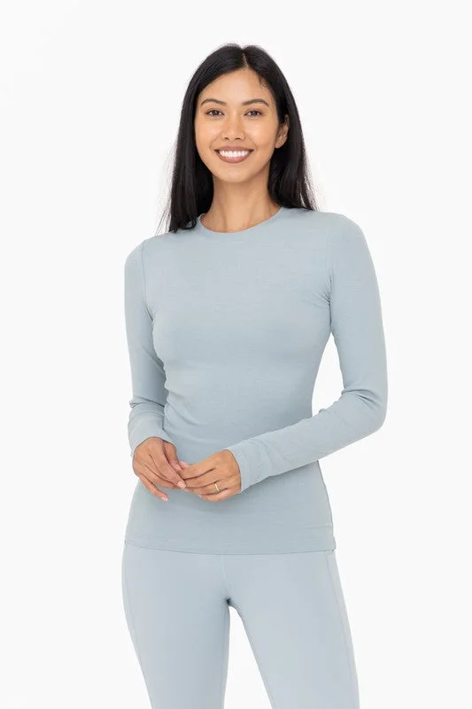 Mono B Smoky Blue Ribbed Athleisure Top