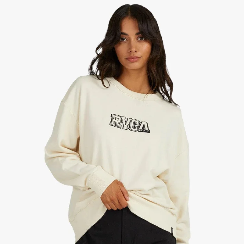 Rvca Womens Patched Curl Pullover Sweater Natural Beige