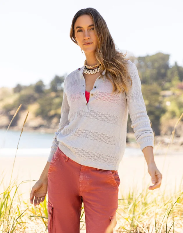 Amara Pointelle Sweater: Lt. Grey Heather