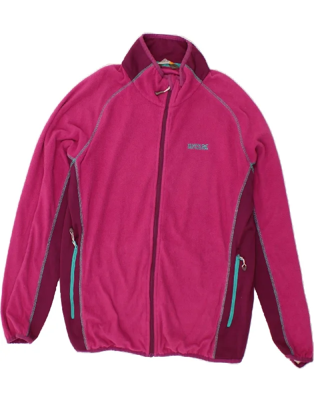 REGATTA Womens Fleece Jacket UK 16 Large Pink Colourblock Polyester