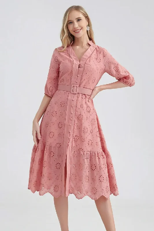 Vacation Romance Eyelet Midi Dress