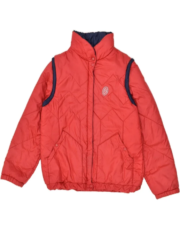 VINTAGE Womens Padded Jacket UK 14 Medium Red Polyamide