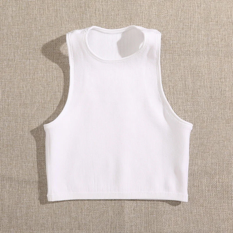 Threaded Sport Quick Dry Crew Neck Sleeveless Crop Tops Wholesale Women'S Tops