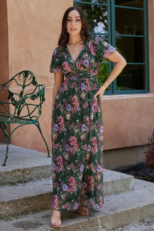 Ardley Maxi Dress | Green + Pink Floral