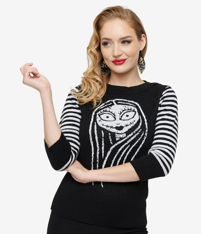 Tim Burton's The Nightmare Before Christmas by Unique Vintage Black & White Stripe Sally Minou Sweater