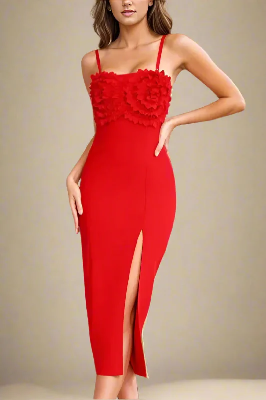 Faye Bandage Midi Dress - Lipstick Red