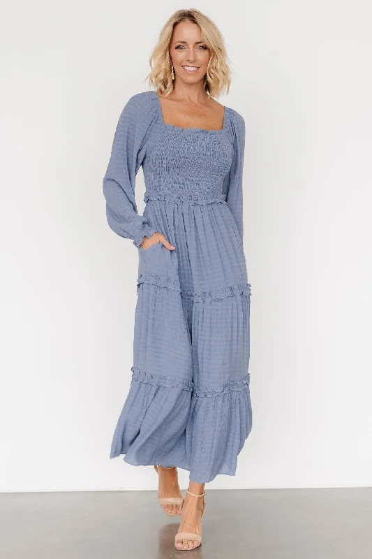 Rowan Tiered Dress | Slate Blue