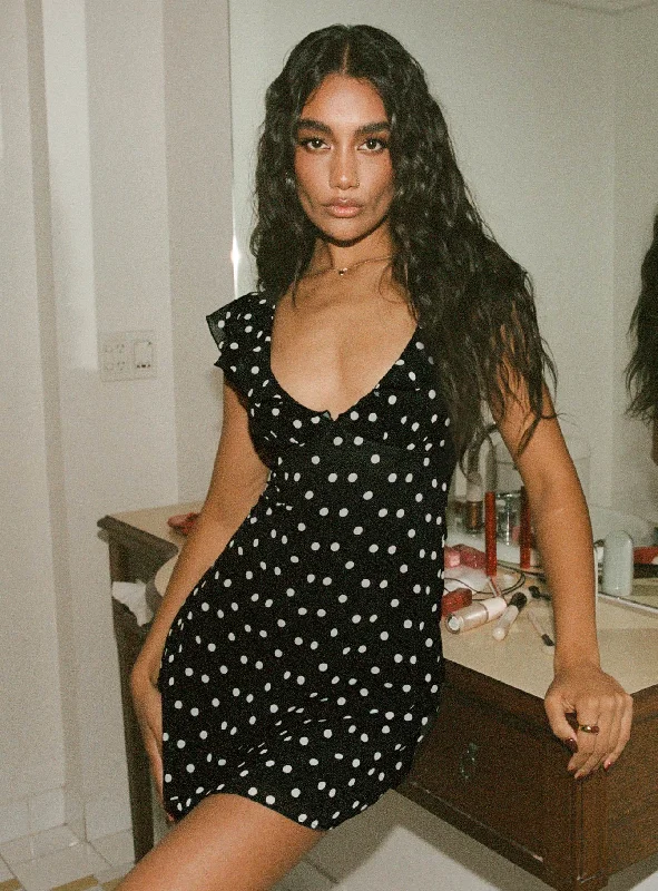 I Guess So Mini Dress Black Polka Dot Tall