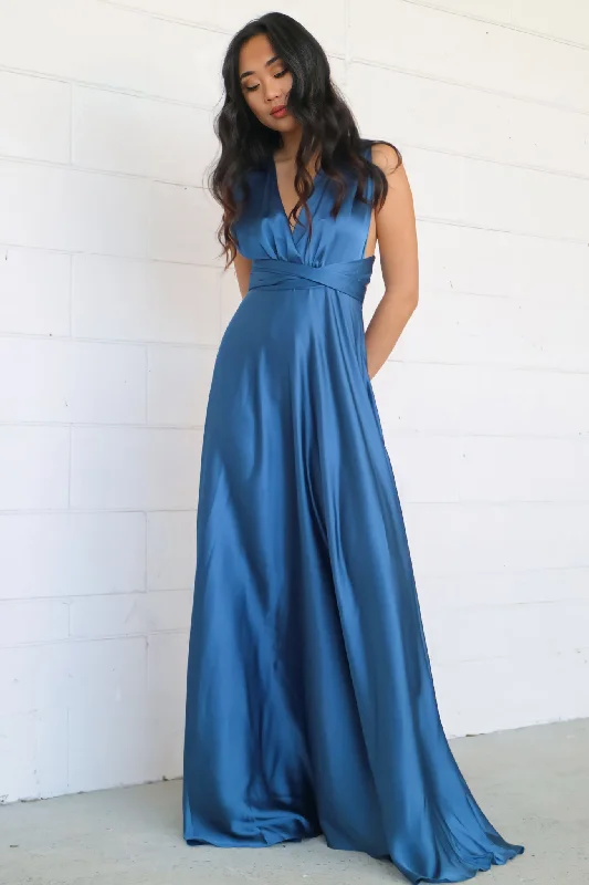 Pandora Multiway Gown - Navy Satin