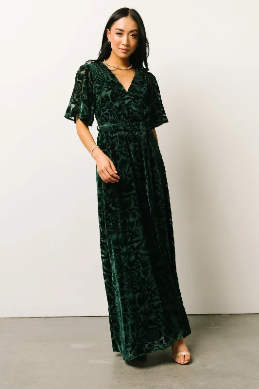 Uma Velvet Maxi Dress | Dark Green