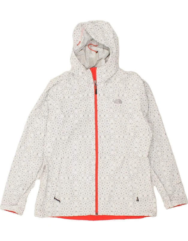 THE NORTH FACE Womens Hooded Rain Jacket UK 18 XL White Geometric Nylon