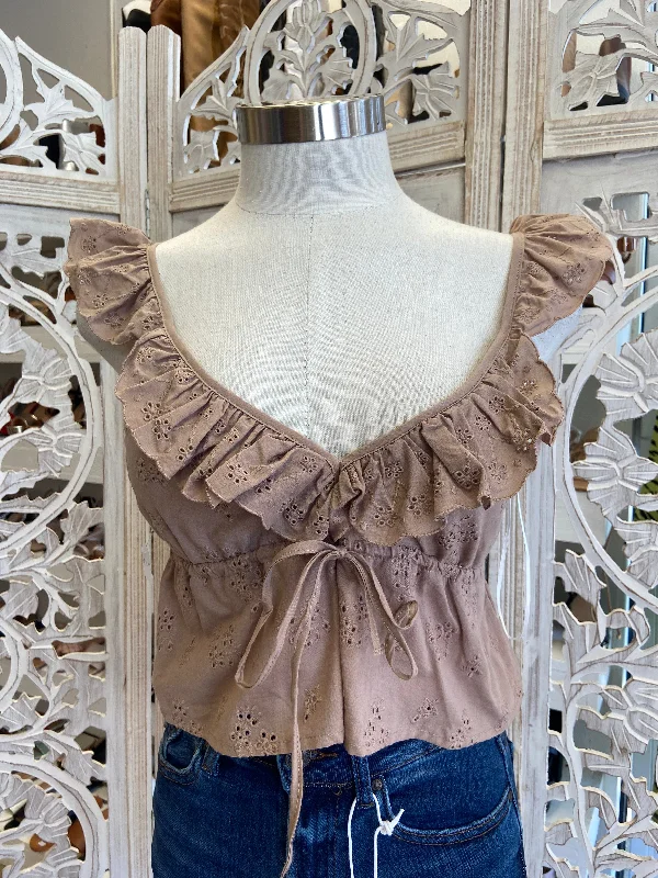 Brown Eyelet Mini Top