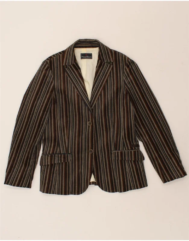 CONTE OF FLORENCE Womens 2 Button Blazer Jacket IT  46 Large Brown Striped