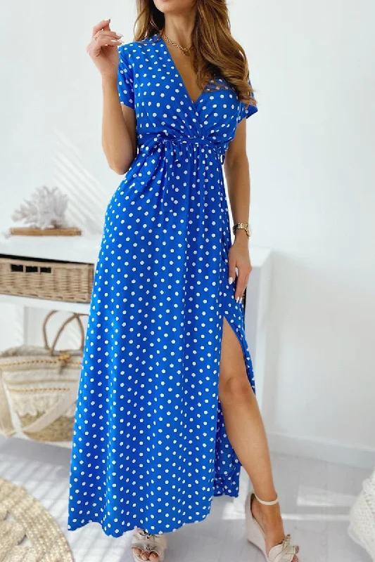 Fashion Street Dot Slit V Neck A Line Dresses