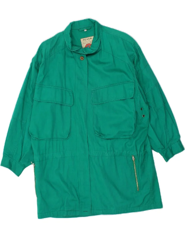 VINTAGE Womens Oversized Utility Jacket UK 14 Large Green Cotton