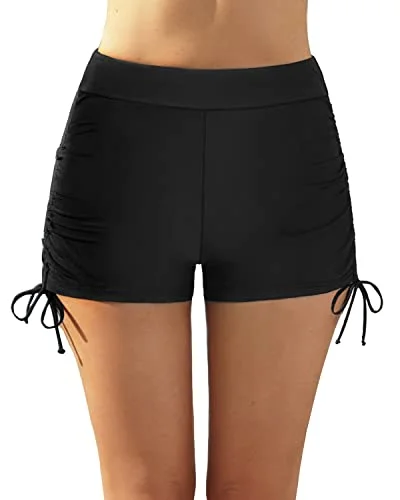 Women's Swim Shorts Boy Shorts Board Shorts For Women Swimwear-Black