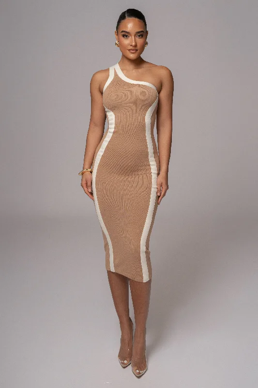 Beige Breann Contrast Maxi Dress