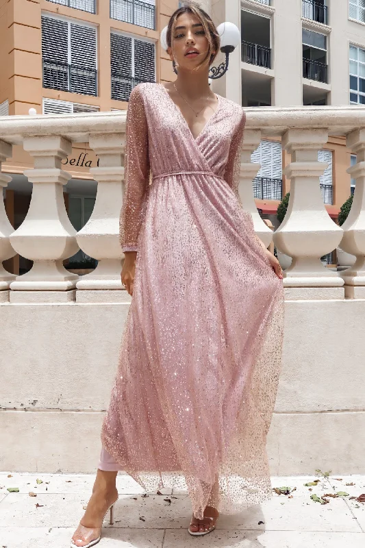 Gabrielle Glitter Gown - Blush Pink