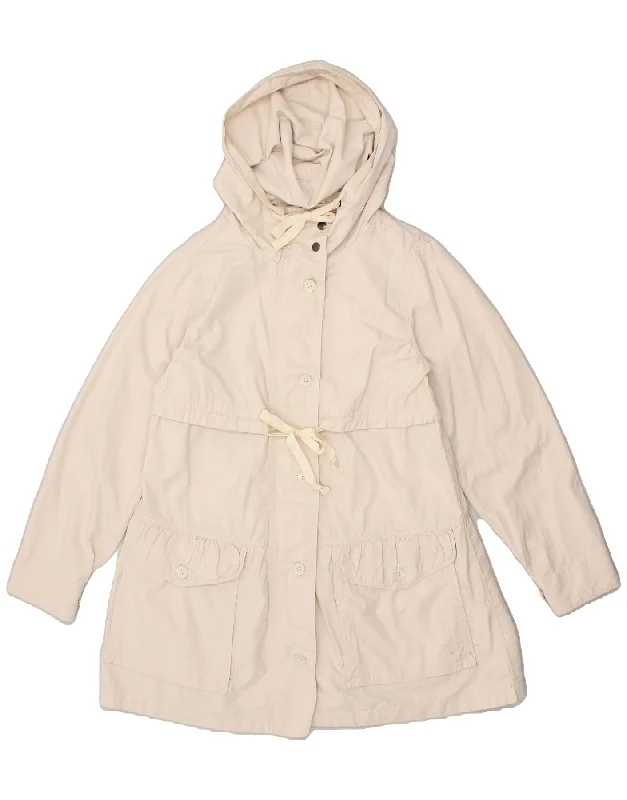 GAP Womens Hooded Overcoat UK 10 Small Beige Cotton